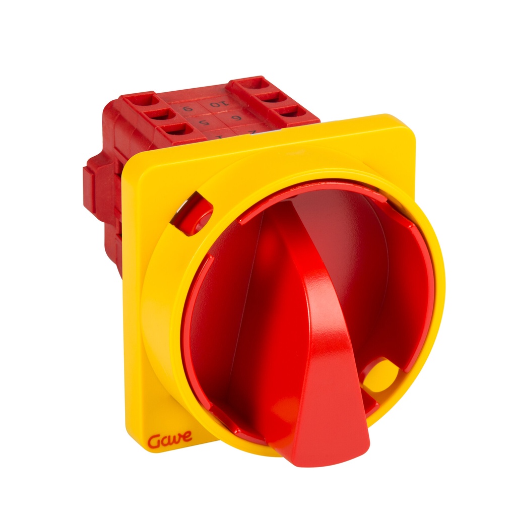 INTERRUPTOR GAVE 3P.12A.D0 BLOQUEO CANDADO ROJO/AMARILLO + AUXILIAR SIMULTANEO 12A