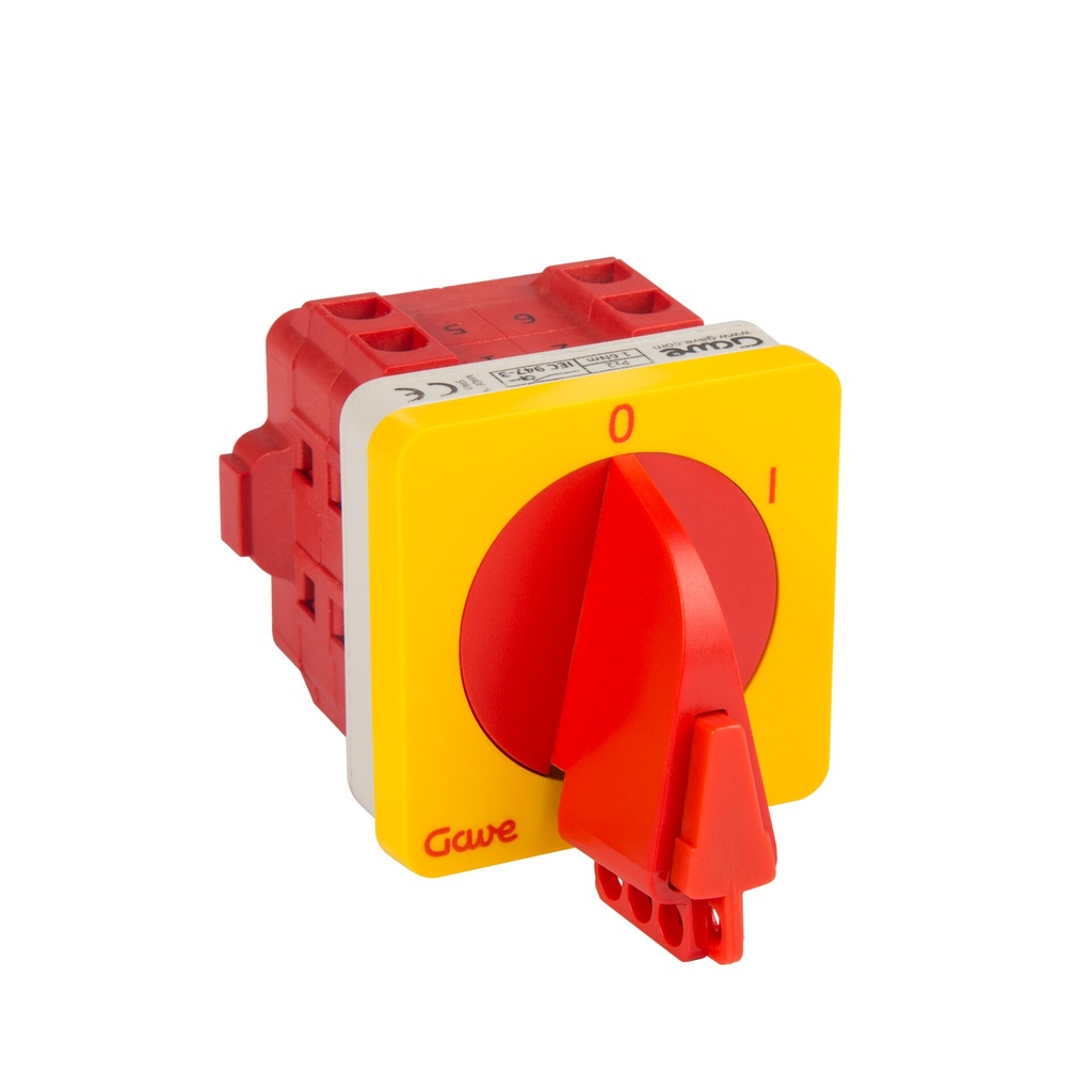 INTERRUPTOR GAVE 4P.12A.D0 ENCLAVABLE CANDADO ROJO/AMARILLO