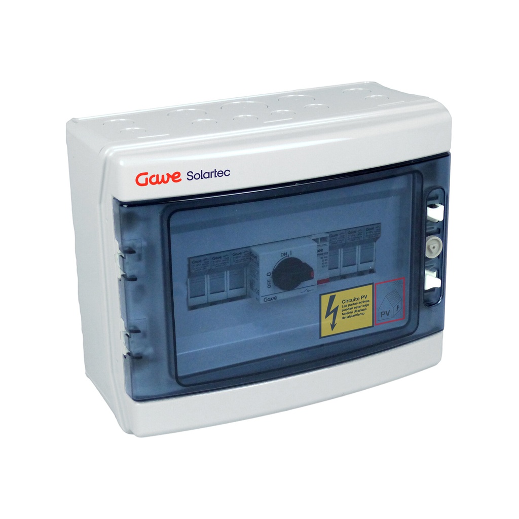 CAJA MODULAR GAVE CONEXIÓN PV - 3STR.FUS 12A + PROTECTOR SOBRETENSION UN 110V