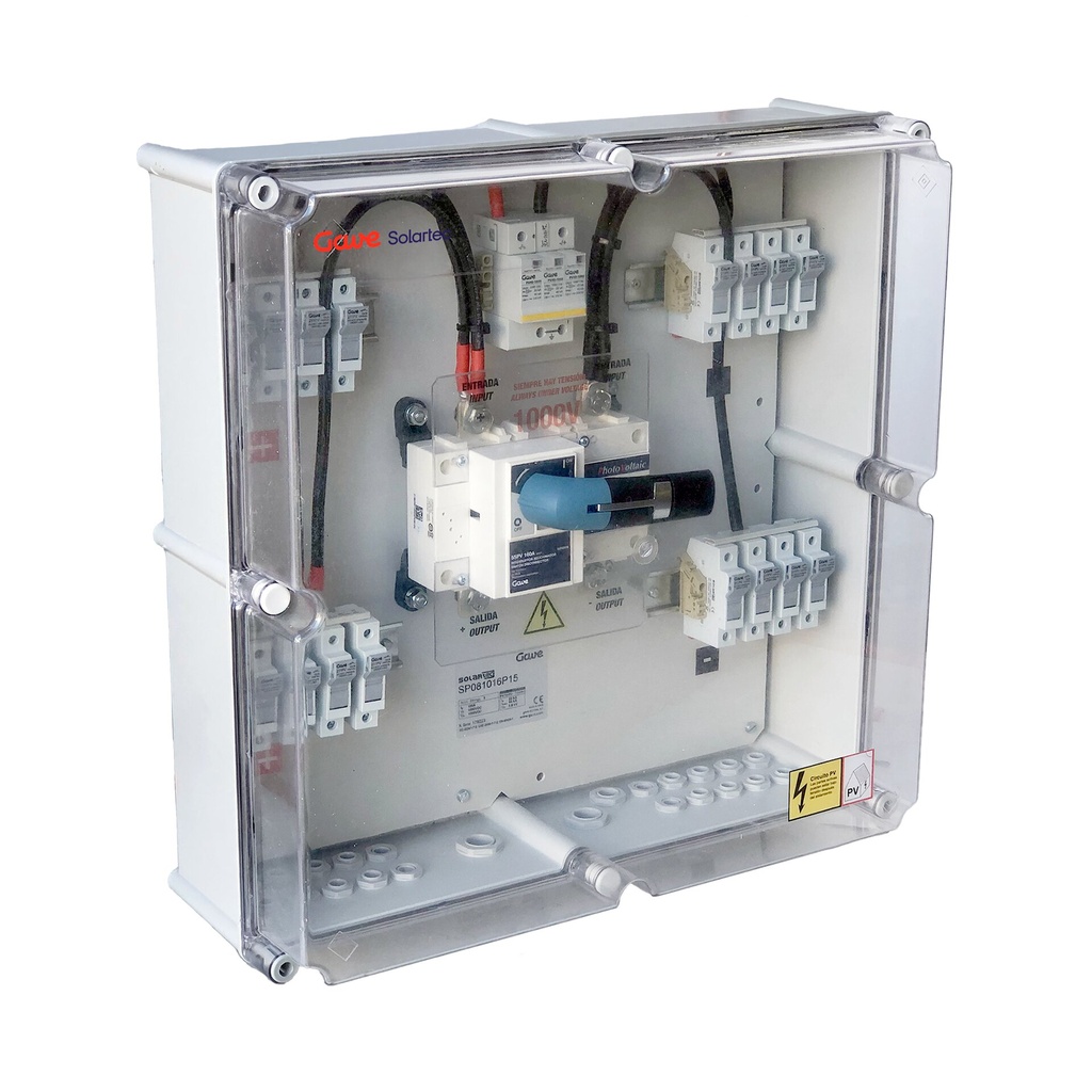CAJA CONEXIÓN GAVE PV 7 STRINGS - FUS 15A -SECCIONADOR 160 + PROTECTOR SOBRETENSIONES