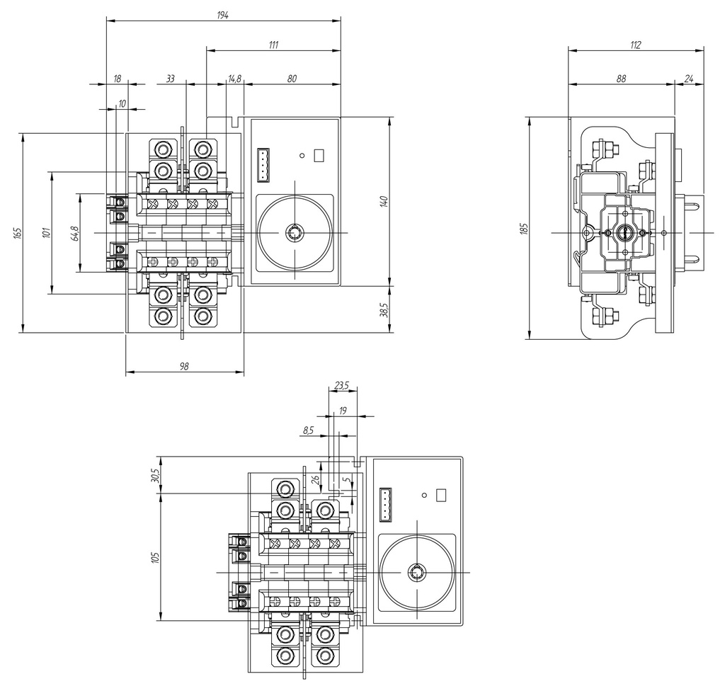 [YL862B301] CONMUTADOR  MOTORIZADO ENTRADA INFERIOR 1-0-2 4P 200A. 12V DC GAVE