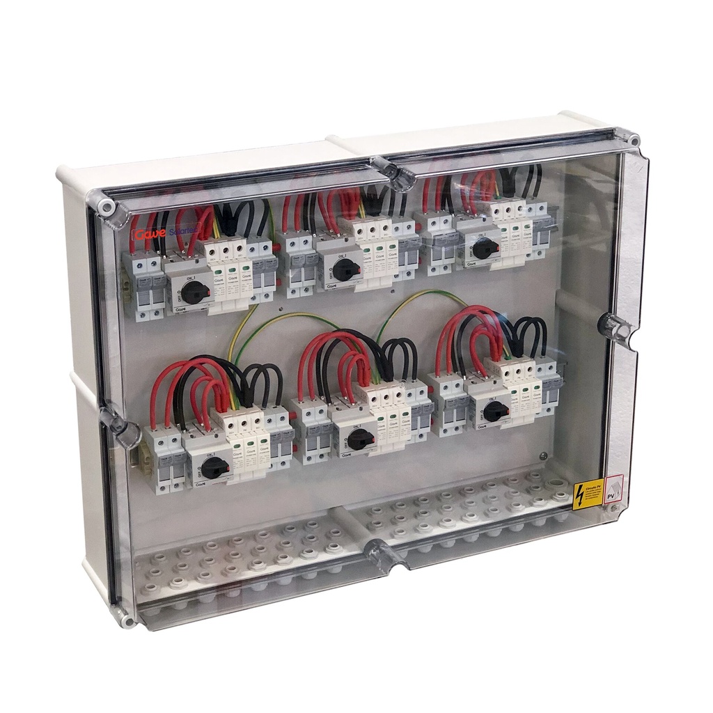 CAJA CONEXIÓN PV - 2 STRINGS x MPPT 1000V 25A FUS15A 6MPPT SALIDAS INDIVIDUALES GAVE